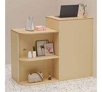 ZDFTGKM Grande réception réception, réception avec tiroir verrouillable, comptoir caisse enregistreuse au détail hall comptoir, table de bureau (beige+naturel, 80 cm)