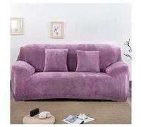 ZDFTGKM Housse de canapé extensible en velours écrasé 1 place en peluche, élastique, lavable, facile à installer, idéale pour petits canapés CrossBor - Violet clair - 90140 cm