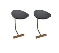 ZDFTGKM Lot de 2 petites tables d'appoint en bois mobiles en forme de C pour chambre à coucher, table de chevet avec dessus noir et base dorée, 30 x 45 x 60 cm (L x l x H)