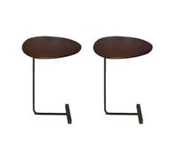 ZDFTGKM Lot de 2 tables d'appoint en forme de C - Table basse mobile en forme de C - Table de chevet pour chambre à coucher - Table de chevet en noyer foncé - Base noire - 30 x 45 x 60 cm (L x l x H)