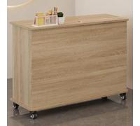 ZDFTGKM Petit bureau de réception, réception avec roue, comptoir moderne et tiroirs verrouillables, table de sortie du hall (naturel, 80 cm)