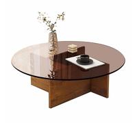 ZDFTGKM Petite table basse ronde en bois pour centre spatial, salon, maison, bureau, ferme, assemblage facile