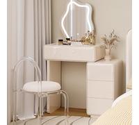 ZDFTGKM Petite table de coiffeuse pour chambre à coucher, bureau avec miroir et lumières, ensemble pour filles et femmes, tabouret, taille : 60 cm, couleur : type C