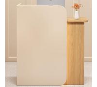 ZDFTGKM Réception, table de travail avec conception à cloison d'arc et passe-câble, tiroirs verrouillables à l'avant, bureau pour les halls d'affaires (beige+naturel, 100 cm)