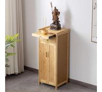 ZDFTGKM Sanctuaire en bambou - Table d'autel - Niche de Bouddha chinoise - Table de méditation simple avec rangement - Table d'offrande bouddhiste vintage (couleur bois, 52 x 38 x 101 cm)