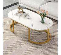 ZDFTGKM Table basse Glam de forme ovale, meuble d'appoint, petit coin blanc, sans étagères incluses, 100,3 x 49,5 x 45,7 cm (L x l x H)