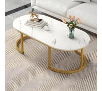 ZDFTGKM Table basse Glam de forme ovale, meuble d'appoint, petit coin blanc, sans étagères incluses, 119,4 x 61 x 45,7 cm (L x l x H)