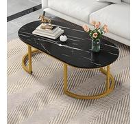 ZDFTGKM Table basse Glam de forme ovale simple pour cocktail - Petit coin - Noir - Sans étagères incluses - 100,3 x 49,5 x 45,7 cm (L x l x H)