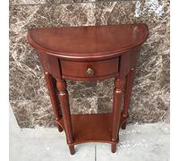 ZDFTGKM Table console en bois du milieu du siècle demi-lune à tiroir unique pour porche, couloir, armoire de séparation contre le mur, semi-circulaire, marron noisette, 100,1 cm (L) x 40 cm (l) x 87,4