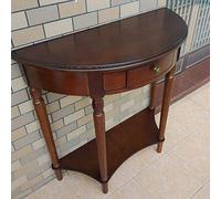 ZDFTGKM Table console en bois du milieu du siècle demi-lune avec tiroir simple, canapé, porche, couloir, semi-circulaire, noyer 78,7 cm (L) x 35,6 cm (l) x 78,7 cm (H)