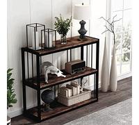 ZDFTGKM Table console moderne en bois massif du milieu du siècle étagère de rangement rectangulaire de plancher de rangement doux américain rétro forgé barre de porche en fer long côté étroit marron