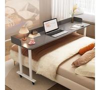 ZDFTGKM Table d'appoint de lit avec roulettes pivotantes, table de chevet portable médicale debout, pieds robustes en métal (gris B, 150 cm)