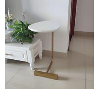 ZDFTGKM Table d'appoint en bois mobile en forme de C - Petit canapé d'angle pour chambre à coucher - Table de chevet - Plateau blanc - Base dorée - 30 x 45 x 60 cm (L x l x H)