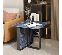 ZDFTGKM Table d'appoint en faux marbre, petite table d'appoint carrée de luxe avec pieds en métal, élégante pour cocktail, thé, pour salon, chambre à coucher, bureau (50,8 x 50,8 x 50,8 cm, bleu +