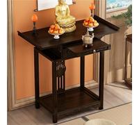 ZDFTGKM Table d'autel Pooja en bois massif avec planche de rangement rétractable, banc de prière chinois, bouddhiste de méditation multi-tailles pour salon, bureau, maison (L31,5)