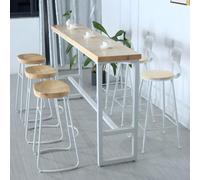 ZDFTGKM Table de bar rectangulaire en bois avec base en fer, blanc uniquement, sans chaises, table d'appoint étroite, pied haut, magasin de thé, balcon, 260,1 x 40,9 x 104,9 cm (L x l x H)