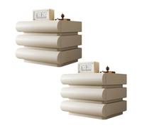 ZDFTGKM Table de chevet en bois pour chambre à coucher, organisateur d'espace avec 3 tiroirs de rangement, support de nuit au sol petit debout (couleur : blanc cassé, 2 pièces, taille 50cm)
