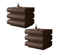ZDFTGKM Table de chevet en bois, table de chevet en cuir pour chambre à coucher, organisateur gain de place, extrémité de lit avec 3 tiroirs de rangement, petite table de nuit debout au sol (couleur