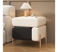 ZDFTGKM Table de chevet en bois, tables de chevet en blocs de couleurs, petite table d'appoint, table de nuit avec pieds solides, support pour chambre à coucher, dortoir (blanc + noir, longueur 45 cm)