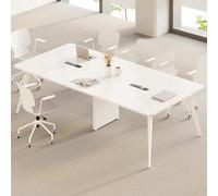 ZDFTGKM Table de conférence, bureau de poste de travail, grande table de réunion pour ordinateur, table de séminaire d'entraînement des personnes, blanc (240 cm)