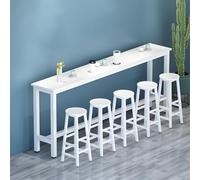ZDFTGKM Table de pub rectangulaire en bois avec hauteur pour cuisine - sans chaises mur bar maison balcon long pied haut thé au lait boutique blanc 140 cm L x 40 cm l 100 cm H