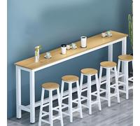 ZDFTGKM Table de pub rectangulaire en bois pour cuisine - Sans chaises - Mur de bar, maison, balcon, pied haut, magasin de thé au lait, blanc naturel, 140 x 30 x 100 cm (L x l x H)