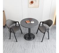 ZDFTGKM Table de réception ronde négociation combinaison de tables et de chaises, table basse combinaison balcon salon table à manger, ensemble d'affaires meubles peu encombrants (couleur : noir foncé
