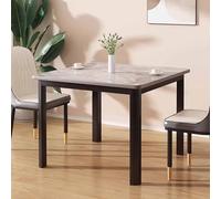 ZDFTGKM Table de salle à manger carrée pour 2 à 4 personnes, cuisine avec dessus en imitation marbre et pieds en métal noir, petites tables de salon, chambre