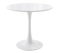 ZDFTGKM Table de salle à manger ronde du milieu du siècle pour 2 à 4 personnes avec socle sur pied pour la maison, le bureau, le salon, la cuisine, les loisirs, 80 cm, blanc