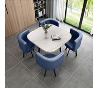 ZDFTGKM Table de salle à manger ronde pour 4 personnes avec chaises en marbre et quatre chaises de bureau de réception, convient pour salon, salon (C
