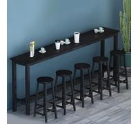ZDFTGKM Table rectangulaire en bois pour pub pour cuisine - sans chaises barre murale balcon maison long pied haut thé au lait noir 100 cm L x 39,9 cm l H