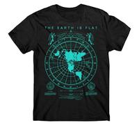 ZDFUXDSRA Flat Earth Map t-Shirt, Earth is Flat, Firmament, Lies, New World Order