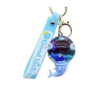 ZDHC Porte-clés animaux mignons Kawaii flottant liquide porte-clés accessoires porte-clés voiture dessin animé sac à dos breloques pour femme fille, bleu, taille unique