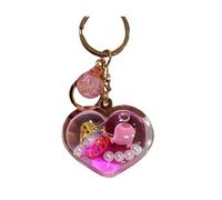 ZDHC Porte-clés en forme de cœur flottant avec animaux de l'océan - Mignon mouvement kawaii - Vie marine - Porte-clés de voiture - Pendentif de sac pour femme, Baleine rose, taille unique