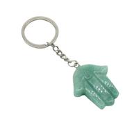 ZDHC Porte-clés en pierre précieuse main de Fatima, pierre de guérison chakra Reiki, porte-clés de voiture, breloque de sac pour femme, Aventurine verte, taille unique