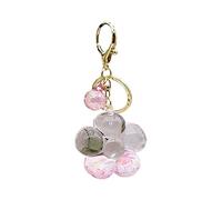 ZDHC Porte-clés fleur liquide mignon acrylique huile arc-en-ciel haricot flottant sable mouvant porte-clés clés de voiture pendentif pour femmes accessoires, rose, taille unique