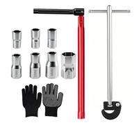 Zdhsufnvw Clés pour robinets comprenant Douille Hexagonale de 8 à 17 mm, Clé à Pipe en T et des Gants en Nylon Noir - Clé Robinet pour Salles de Bains, Cuisines et Autres Espaces