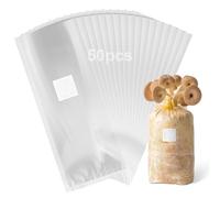 Zdhsufnvw Lot de 50 Sacs de Culture de Champignons Transparents Durable Sac Champignon avec Filtre - Accessoires de Croissance pour Champignons - 8 x 28 cm