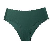 ZDJH Culottes en soie glacée pour femme sans couture en coton doux et confortable - String sexy - Taille basse - Stretch - Respirant - Bas de taille - Basics - Culottes pour femme, vert, L