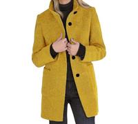 ZDJSWJ Femmes laine mélange long pea manteau Trench-coats à col à poitrine unique Peacoat Blazer épaississant vestes