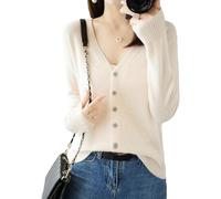 ZDJSWJ Femmes V-col Bouton en Bas Cardigan Tricot monté Long Manches lâches Cardigans léger V-col Cardigan Pull