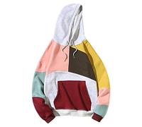ZDJSWJ Hommes Casual Collage Couleur Hoodie Pullover de Couleur Percussion Pullover Pullover Homme Sweatshirt Casual Hoodie à Manches Longues (Couleur Rose,3XL)
