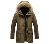 ZDJSWJ Hommes col fourrure capuche duvet épais parka chaud doudoune grande haute imperméable long manteau (Jaune,M)