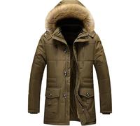 ZDJSWJ Hommes col fourrure capuche duvet épais parka chaud doudoune grande haute imperméable long manteau (Jaune,4XL)