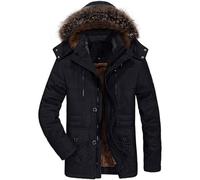 ZDJSWJ Hommes col fourrure capuche duvet épais parka chaud doudoune grande imperméable haute long manteau (ANoir,TG)