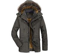 ZDJSWJ Hommes col fourrure capuche duvet épais parka chaud doudoune grande imperméable haute long manteau (AVert,3TG)