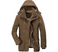 ZDJSWJ Hommes col fourrure capuche duvet épais parka chaud doudoune grande imperméable haute long manteaus (A1Café,5TG)