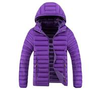 ZDJSWJ Hommes doudoune légère chaude imperméable à l'eau chaude hiver doudoune épaissie et moelleuse coupe - vent veste à capuche (Violet,XL)