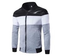 ZDJSWJ Hommes full zip Campus jacket similicuir Casual baseball jacket stand neck Slim baseball suit (Gris Clair,M)