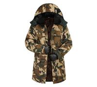 ZDJSWJ Hommes grande haute laine doublée parka Sherpa hiver peluche à capuche hommes Down Jacket camouflage Extra Long parka (Vert Militaire,M)